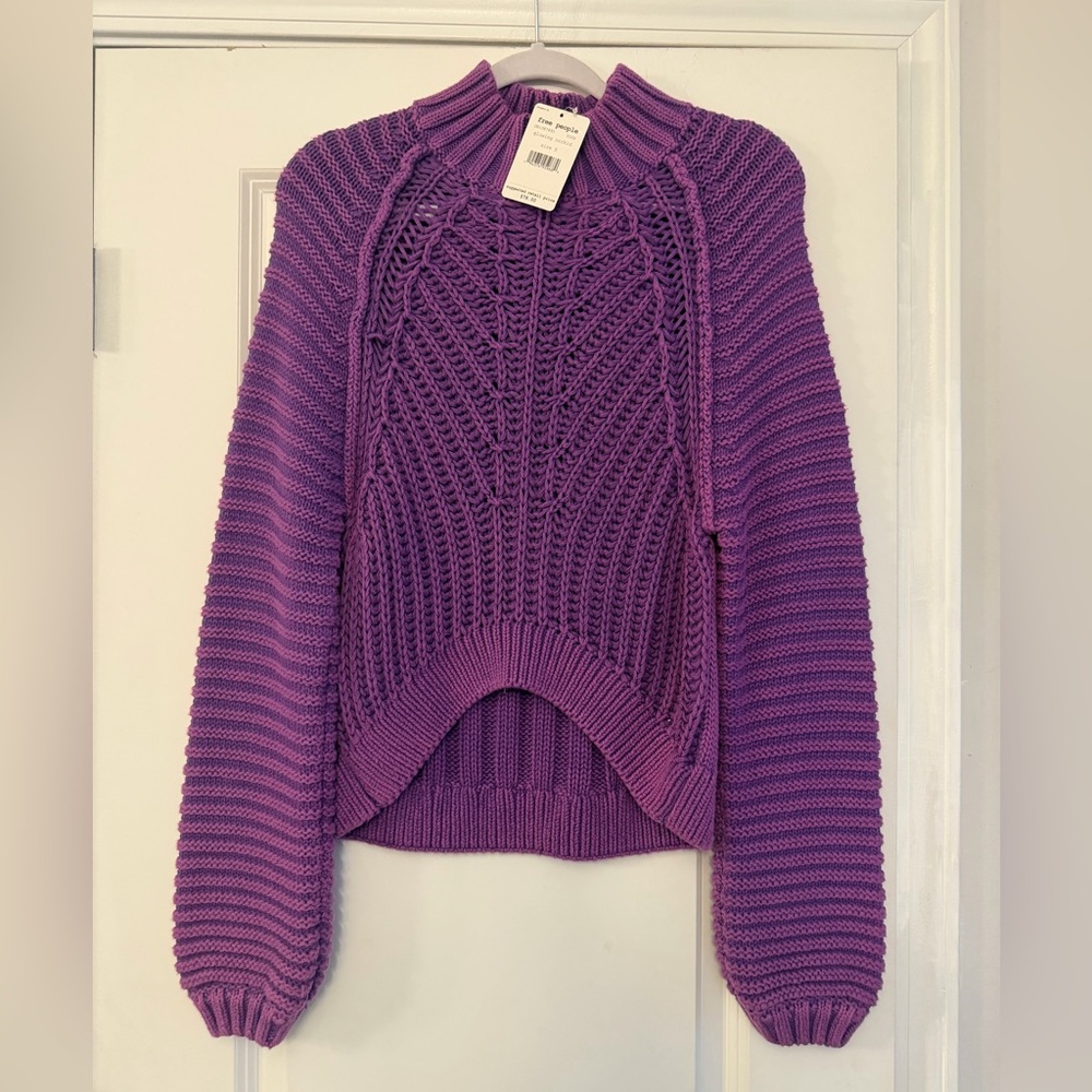 Free People Purple Cowl Neck Sweater